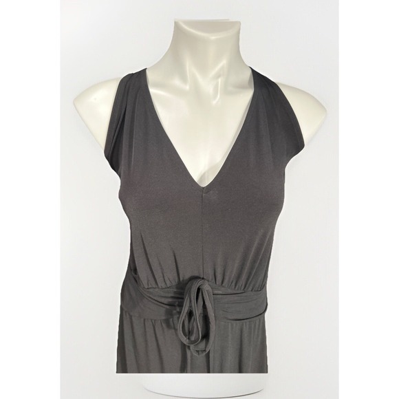 LANE BRYANT Womens Sz 22/24 Black Stretch Maxi Halter Dress‎ Cinched Waist - Picture 2 of 8